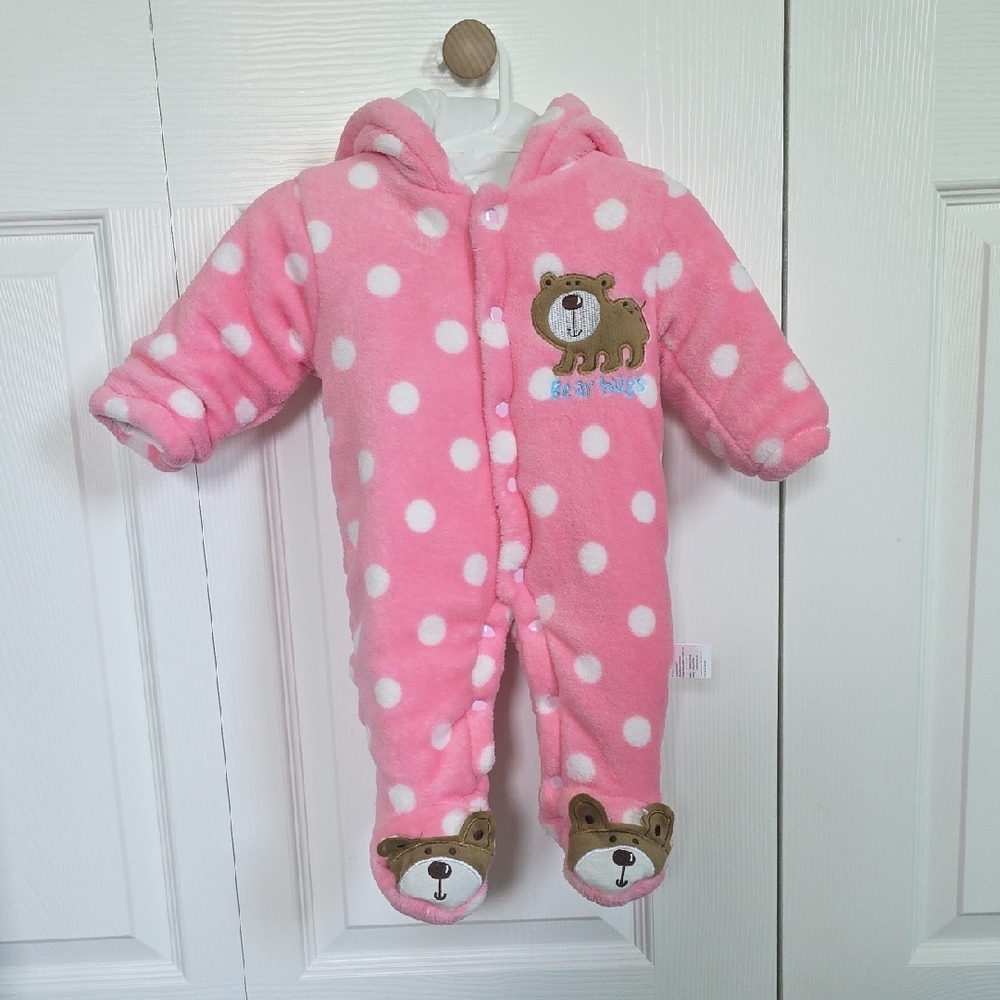 Pink Polka Dot Baby Bear One Piece